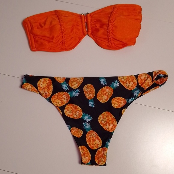 Woman Orange pineapple cheeky bikini beach summer  vacation pool size sm/med - Picture 1 of 6